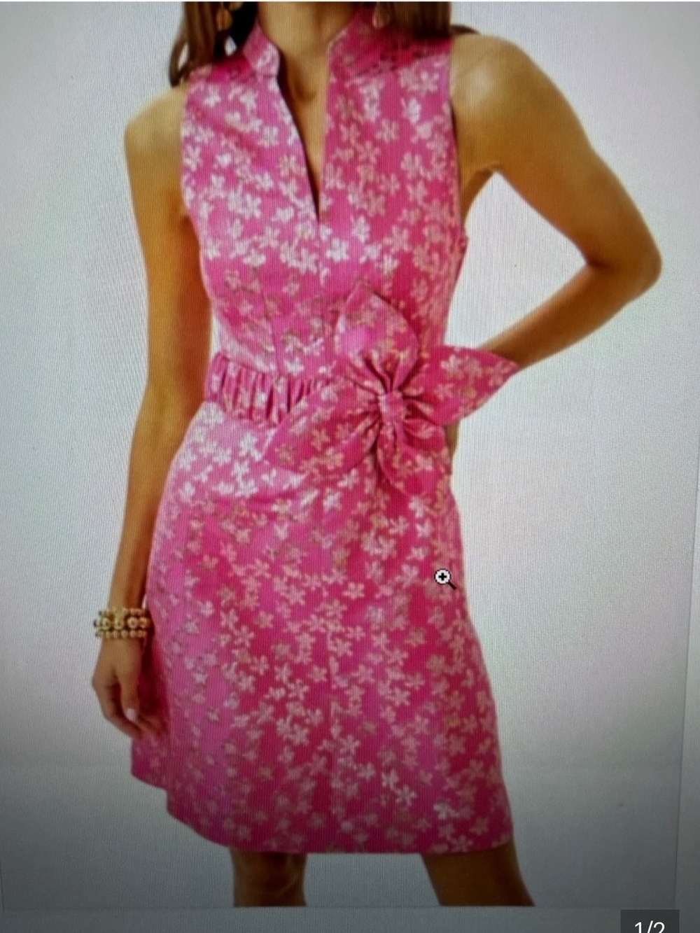 Lilly Pulitzer Tazie Hot Pink Dress with Gold Floral Accents💕💕 - Picture 5 of 9